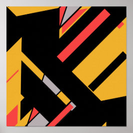 Zwart goud met rood grijs MCM-achtig diagonaal ont Poster