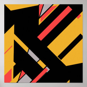 Zwart goud met rood grijs MCM-achtig diagonaal ont Poster