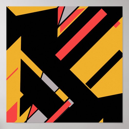 Zwart goud met rood grijs MCM-achtig diagonaal ont Poster (Voorkant)