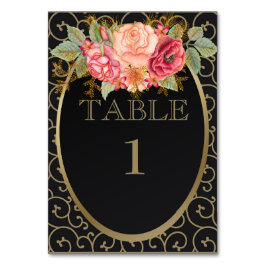 Zwart goud met roze rode rozen Opvangkaart Kaart