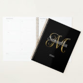 Zwart Goud Metallic Krullend Handtekening M Monogr Planner (Display)