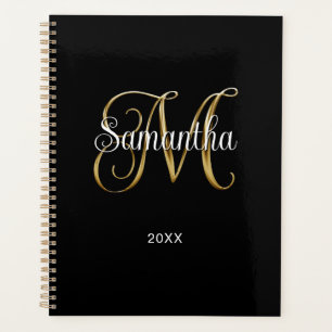 Zwart Goud Metallic Krullend Handtekening M Monogr Planner