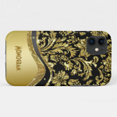 Zwart & Goud Metallic look met damasks Case-Mate iPhone Case (Achterkant (horizontaal))