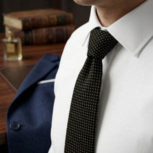 Zwart & Goud Micro Stippenpatroon Stropdas