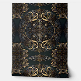 Zwart & Goud Middeleeuws gegraveerd sierschild Behang