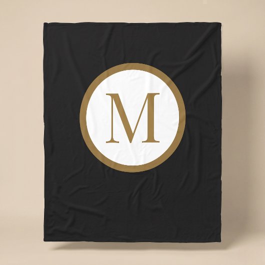Zwart&Goud middenzegel monogram op maat Fleece Deken