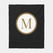 Zwart&Goud middenzegel monogram op maat Fleece Deken (Voorkant)
