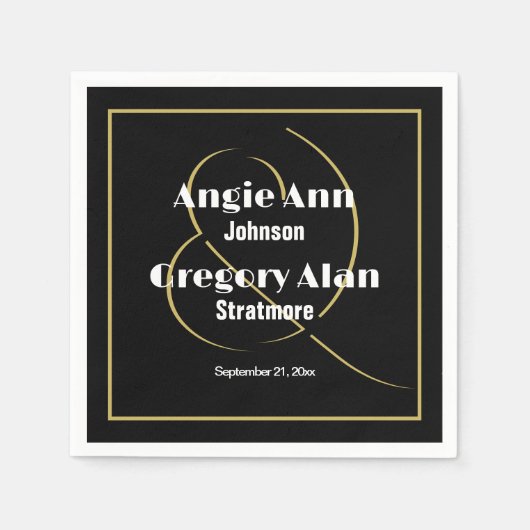 Zwart Goud Minimaal Elegant Gepersonaliseerde Part Servet (Voorkant)