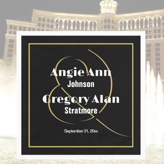 Zwart Goud Minimaal Elegant Gepersonaliseerde Part Servet