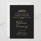 Zwart Goud Minimaal Modern Script Walima Ceremonie Kaart (Voorkant)