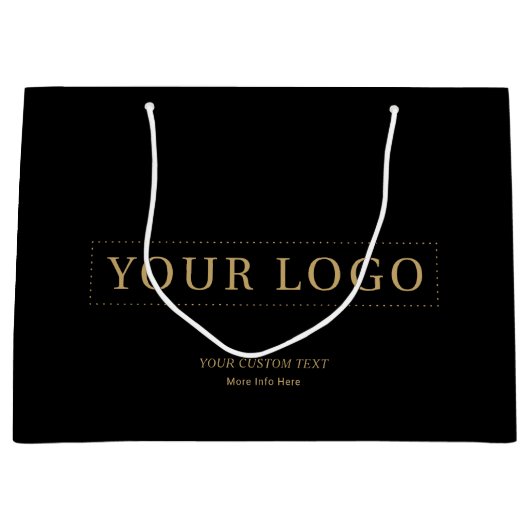 Zwart & Goud Minimal Business Logo Winkeltassen Groot Cadeauzakje (Voorkant)