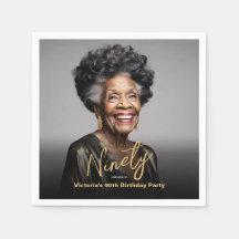 Zwart Goud Minimal Moderne Foto 90e Verjaardag