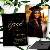 Zwart & Goud Minimal Scripted Afstudeerder Ceremon Kaart
