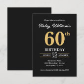 Zwart Goud Minimalist Modern Simple 60th Birthday Kaart (Voorkant / Achterkant)