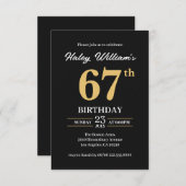 Zwart Goud Minimalist Modern Simple 67th Birthday Kaart (Voorkant / Achterkant)