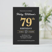 Zwart Goud Minimalist Modern Simple 79th Birthday Kaart (Staand voorkant)