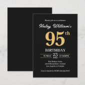 Zwart Goud Minimalist Modern Simple 95th Birthday Kaart (Voorkant / Achterkant)