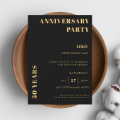 Zwart & Goud Minimalistisch Bedrijf Logo Jubileum Kaart