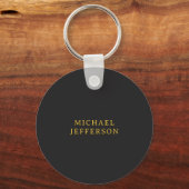 Zwart & Goud Minimalistisch Eenvoudig Modern Eigen Sleutelhanger (Voorkant)