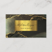 Zwart & Goud Minimalistisch Marmer Visitekaartje (Voorkant)