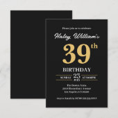 Zwart Goud Minimalistisch Modern Eenvoudig 39e Ver Kaart (Voorkant / Achterkant)