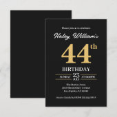 Zwart Goud Minimalistisch Modern Eenvoudig 44ste V Kaart (Voorkant / Achterkant)