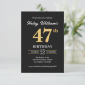 Zwart Goud Minimalistisch Modern Eenvoudig 47e Ver Kaart (Staand voorkant)