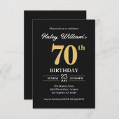 Zwart Goud Minimalistisch Modern Eenvoudig 70ste V Kaart (Voorkant / Achterkant)