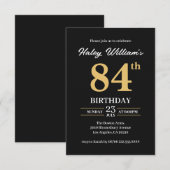 Zwart Goud Minimalistisch Modern Eenvoudig 84ste V Kaart (Voorkant / Achterkant)