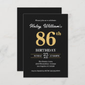 Zwart Goud Minimalistisch Modern Eenvoudig 86ste V Kaart (Voorkant / Achterkant)