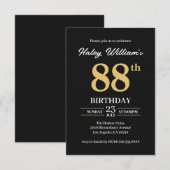 Zwart Goud Minimalistisch Modern Simpel 88ste Verj Kaart (Voorkant / Achterkant)