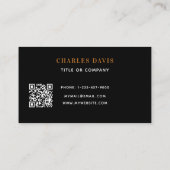 Zwart goud minimalistisch Qr code logo Visitekaartje (Achterkant)