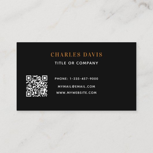 Zwart goud minimalistisch Qr code logo Visitekaartje (Achterkant)