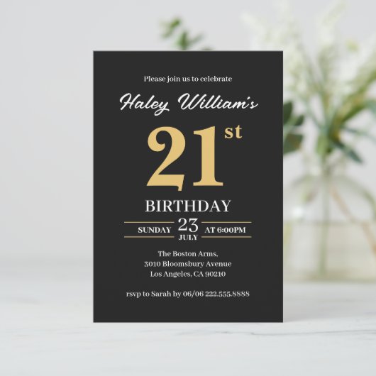 Zwart Goud Minimalistische Eenvoudige Moderne 21st Kaart (Staand voorkant)