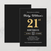 Zwart Goud Minimalistische Eenvoudige Moderne 21st Kaart (Voorkant / Achterkant)