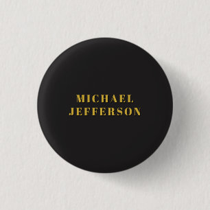 Zwart & Goud Minimalistische Eenvoudige Moderne Ei Ronde Button 3,2 Cm