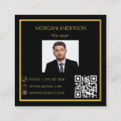 Zwart goud minimalistische foto logo QR code Vierkante Visitekaartje (Achterkant)