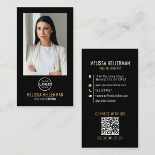 Zwart Goud Minimalistische Foto QR Code Logo Visitekaartje