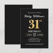 Zwart Goud Minimalistische Moderne Eenvoudige 31st Kaart (Voorkant / Achterkant)