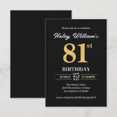 Zwart Goud Minimalistische Moderne Eenvoudige 81st Kaart (Voorkant / Achterkant)