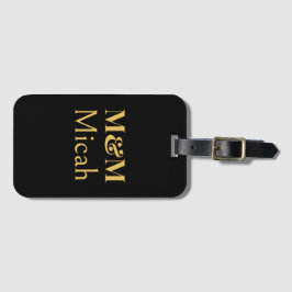Zwart Goud Minimalistische Monogram Moderne Luxe Bagagelabel