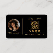 Zwart/Goud Minimalistische QR Code Professionele F Visitekaartje (Achterkant)
