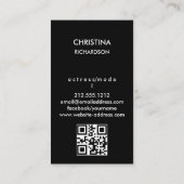 Zwart Goud Model Actrice QR Code 2 Fotocollage Visitekaartje (Achterkant)