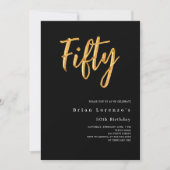 Zwart goud modern 50ste verjaardag kaart (Voorkant)