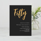 Zwart goud modern 50ste verjaardag kaart (Staand voorkant)