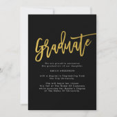 Zwart Goud Modern Afstuderen Foto Aankondiging (Voorkant)