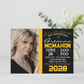 Zwart & Goud Modern Afstuderen Fotouitnodiging Kaart (Staand voorkant)