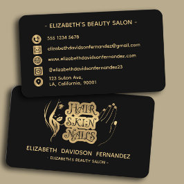 Zwart & Goud Modern Beauty Salon Logo Social Media Visitekaartje