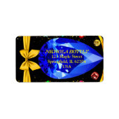 Zwart & Goud Modern Boho Edelsteen Diamant Chic Etiket (Voorkant)