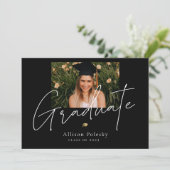 Zwart Goud Modern College High School Afstuderen Aankondiging (Staand voorkant)